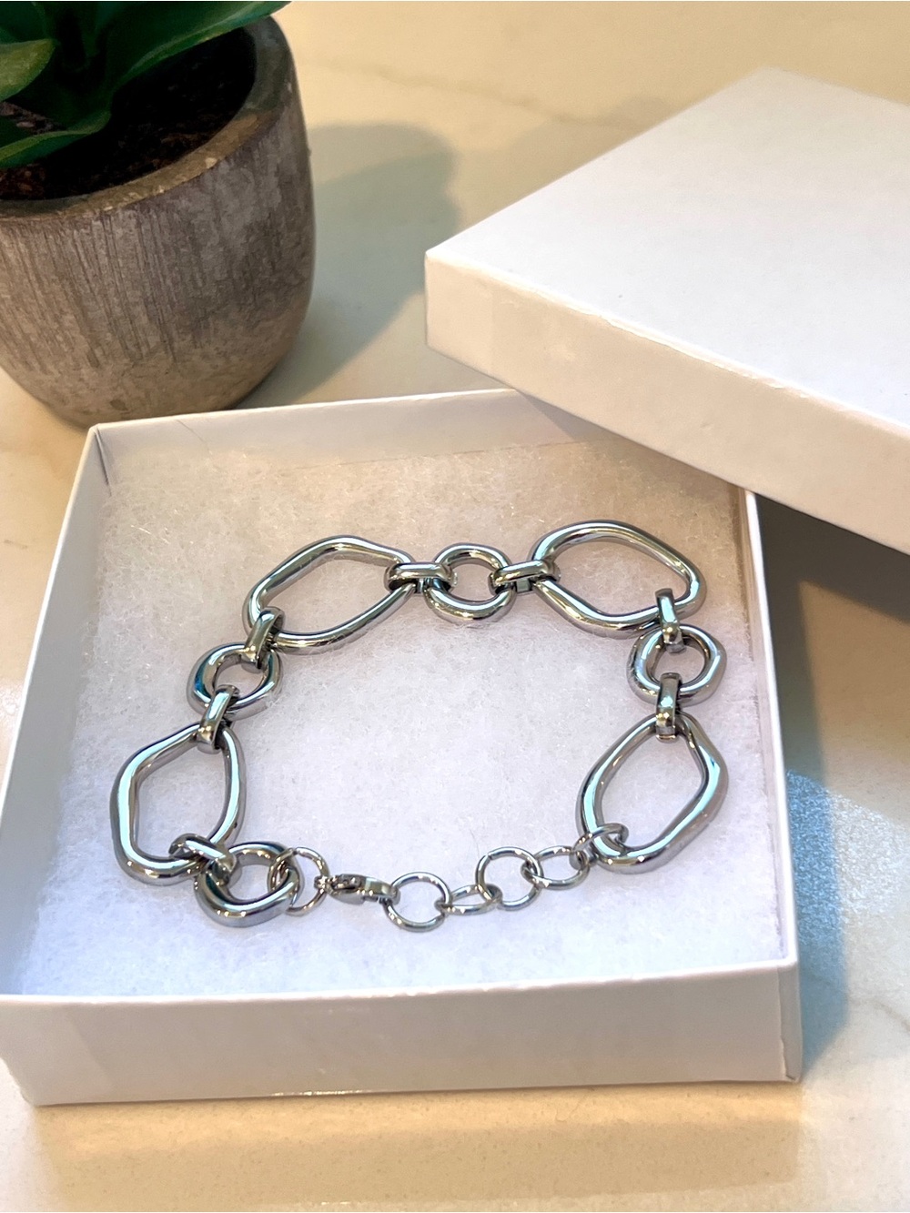 Sterling-Style Silver Link Bracelet for Women